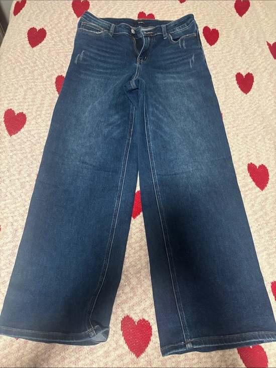 Denim - High-Rise Wide Leg Jeans in Dark Blue Denim